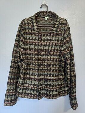 Shu Shu Womens Patterned Double-Breasted Knit Jacket 2XL
